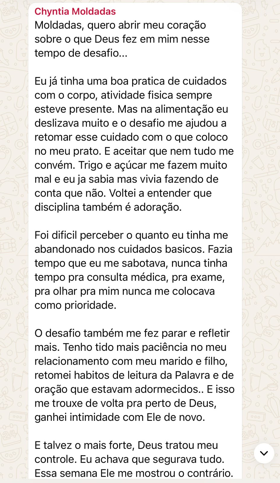 Depoimento de participante